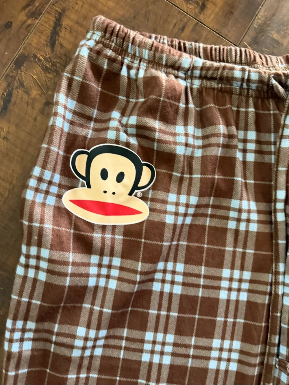 Paul Frank Brown Plaid Kids Pajama Pants with Monkey Patch